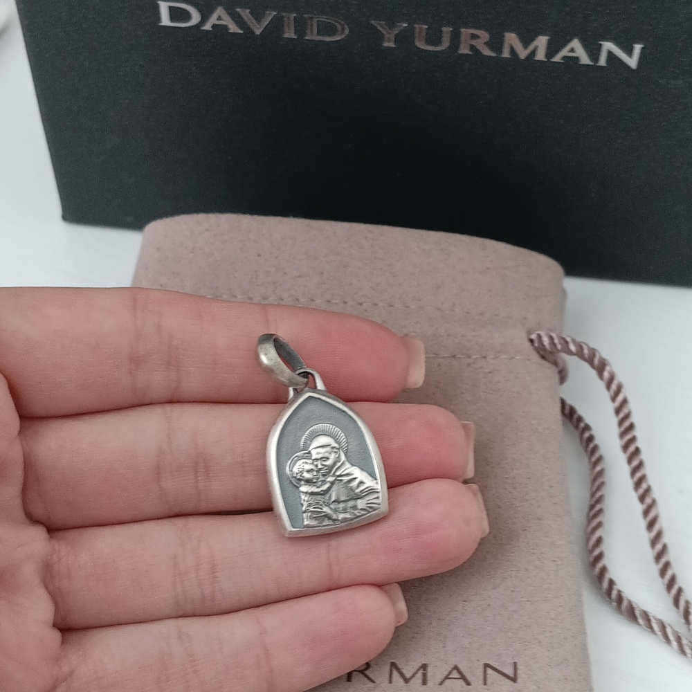 David Yurman Sterling Silver Saint Anthony Pendant Amulet for Men - Picture 1 of 4
